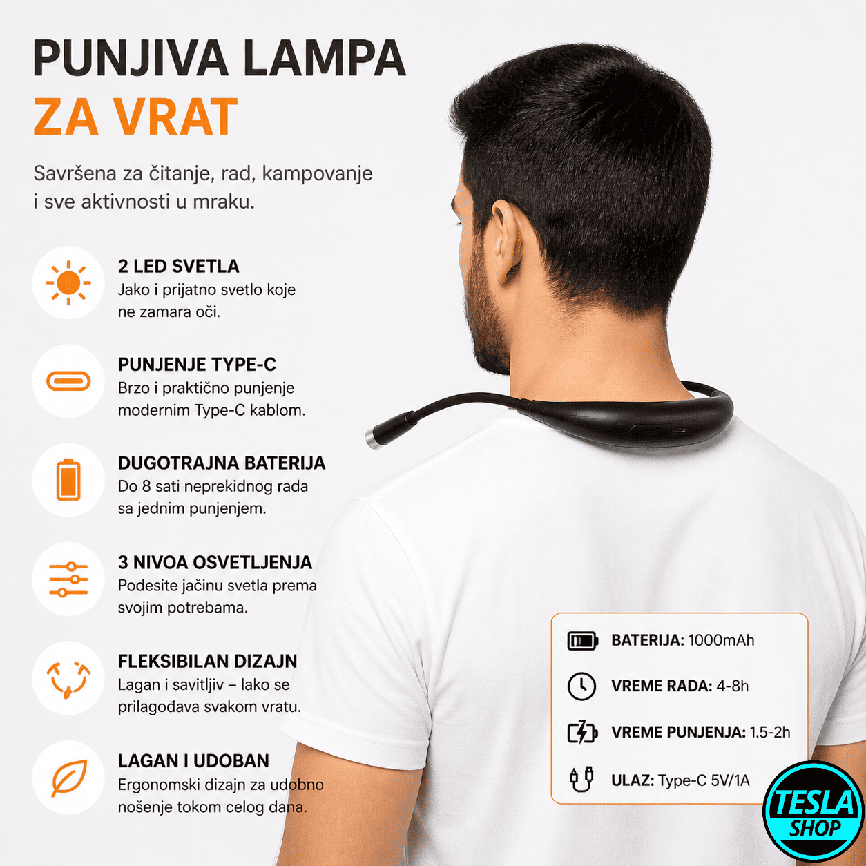 Punjiva Lampa za Vrat – Idealna za Čitanje
