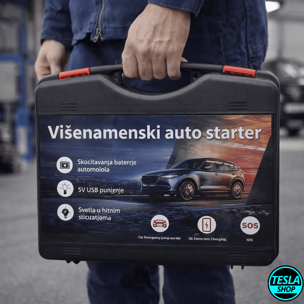 Višenamenski Auto Starter sa Punjačem, Svetlom i SOS Funkcijom