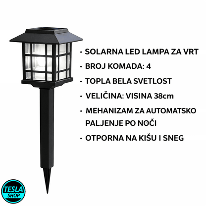 Set Solarna LED Lampa za Dvorište – 4 Komada, Otporna na Kišu