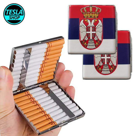 Kutija tabakera za cigarete sa srpskom zastavom