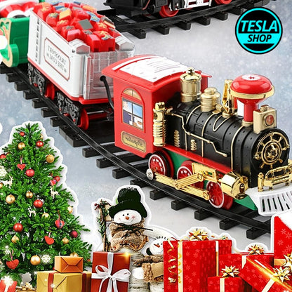 Veliki Novogodišnji vozić oko jelke sa deda mrazom -4m pruge