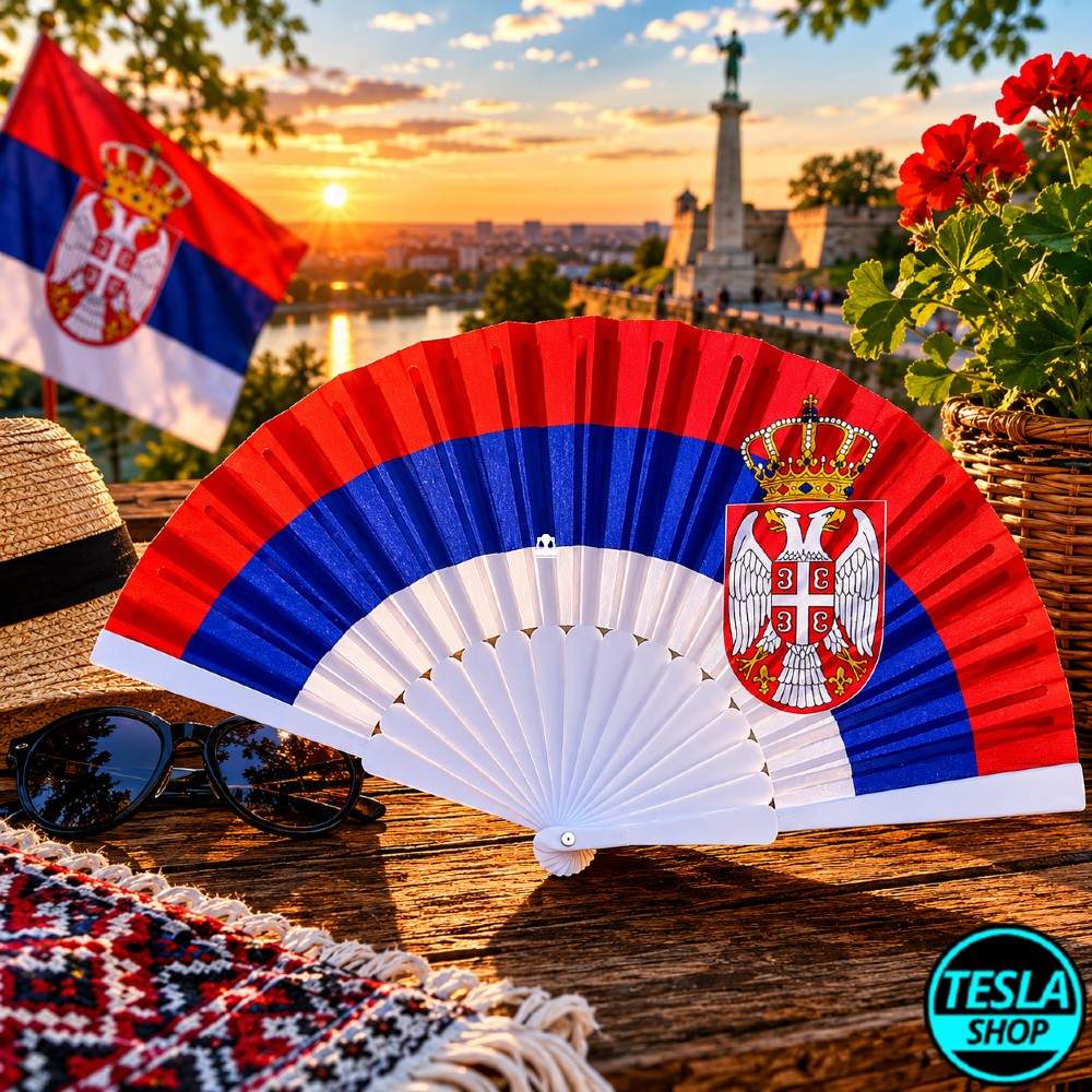 Lepeza sa simbolima Srbije – Elegancija, tradicija i nacionalni ponos