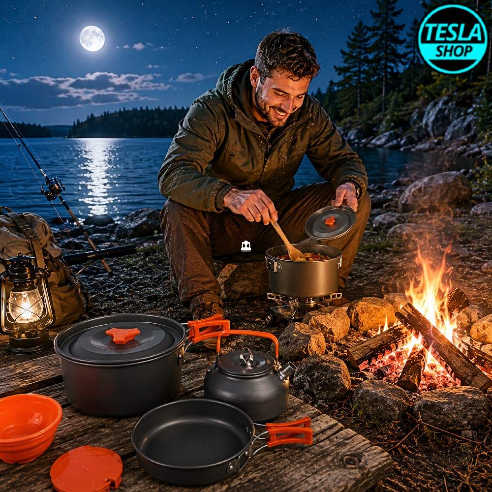 Set aluminijumskog posuđa za kampovanje – lagan, kompaktan i spreman za avanturu