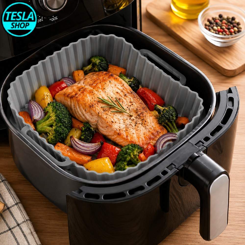 Silikonska četvrtasta tepsija za Air Fryer – za pečenje, prženje i pripremu hrane