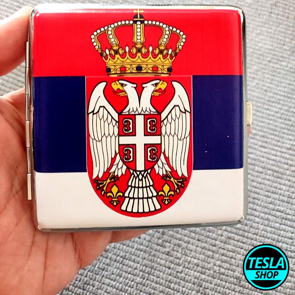 Kutija tabakera za cigarete sa srpskom zastavom