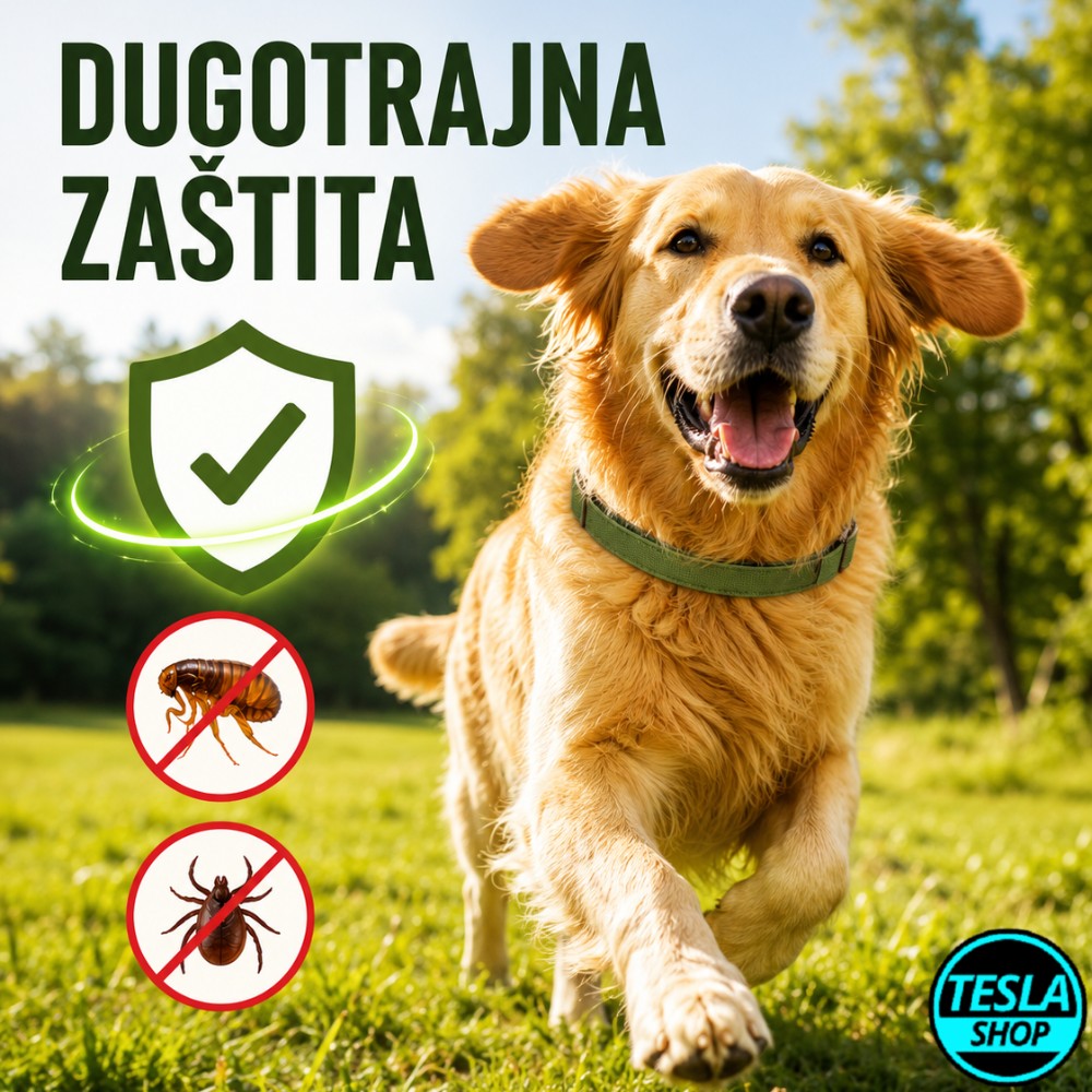 Ogrlica za pse protiv buva i krpelja 100% prirodno