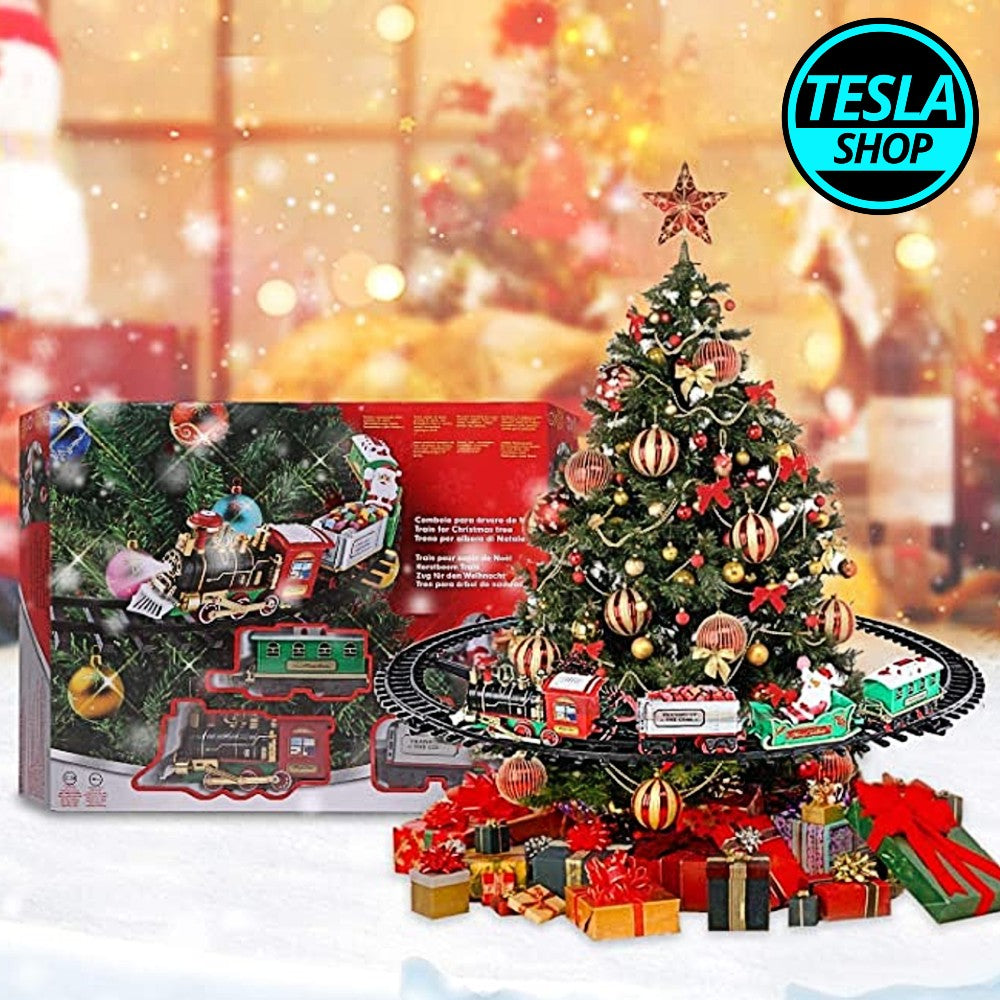 Veliki Novogodišnji vozić oko jelke sa deda mrazom -4m pruge