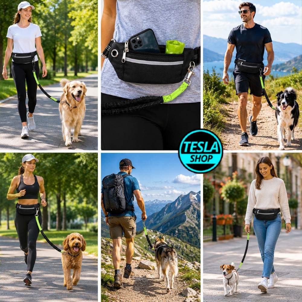 Hands Free Povodac za Pse sa Torbicom i Pojasom oko Struka