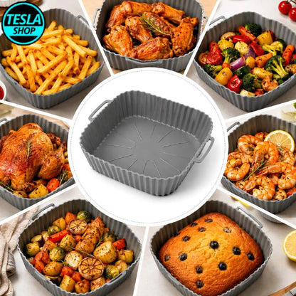 Silikonska četvrtasta tepsija za Air Fryer – za pečenje, prženje i pripremu hrane