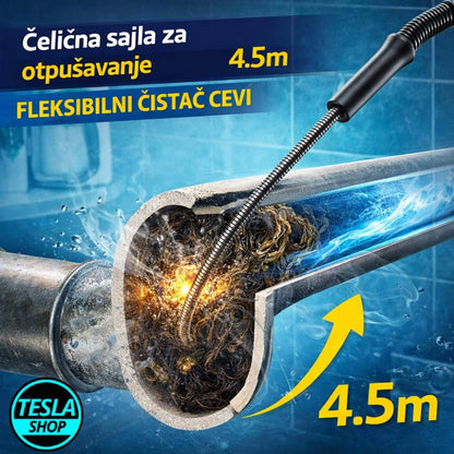 Čelična sajla za otpušavanje odvoda 4.5m – fleksibilni čistač cevi
