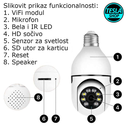 WIFI bežična smart sijalica sigurnosna kamera full HD