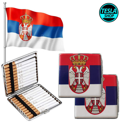 Kutija tabakera za cigarete sa srpskom zastavom