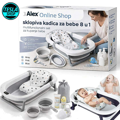 Komplet 8 u 1 za kupanje i negu – slopiva kadica za bebe