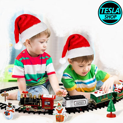 Veliki Novogodišnji vozić oko jelke sa deda mrazom -4m pruge