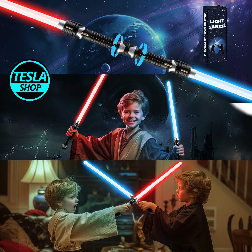 2u1 Svetleći laserski mačevi set plavi i crveni