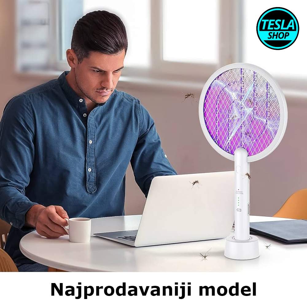 3u1 Električni reket za muve i komarce sa postoljem