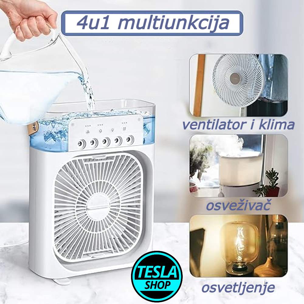 4u1 Ventilator mini klima osvezivač i lampa